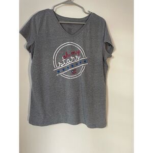 St. John’s Bay Gray Short Sleeve Patriotic Oh My Stars Large Shirt